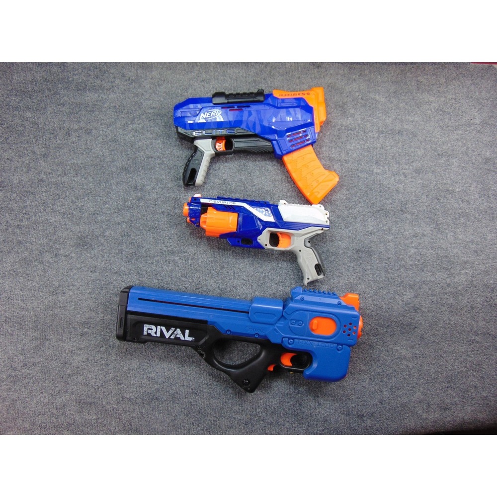 Nerf Blaster Lot Rival MXX-1200 Elite Disruptor Rukkus ICS-8 Blue Toy Guns‎